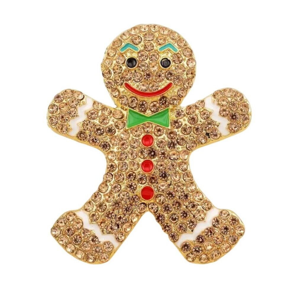 Betsey Johnson Brooch Crystal Gingerbread Man